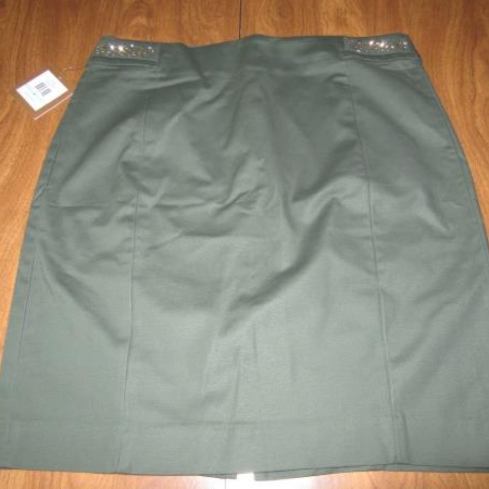 Ellen Tracy 10 Green Fern Zanzibar Skirt NWT